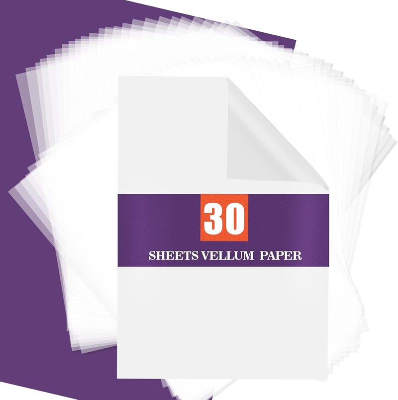 psler Vellum Paper 8.27 x 11.8 Translucent-Printable - Translucent Vellum Paper Tracing for Crafts Tracing,Drawing,Card Overlays,Invitation Envelope 30 Sheets - Image 1